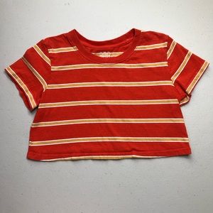 BDG Cropped Orange Yellow Striped Tee Women’s S